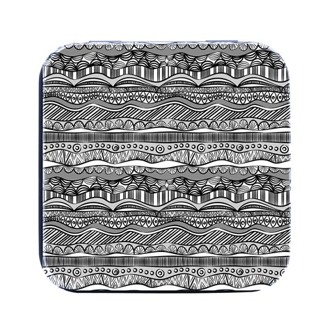 Ethno Seamless Pattern Square Metal Box (Black) from ArtsNow.com Front