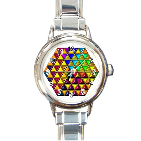 Cube Diced Tile Background Image Round Italian Charm Watch from ArtsNow.com Front