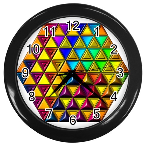 Cube Diced Tile Background Image Wall Clock (Black) from ArtsNow.com Front