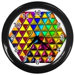 Cube Diced Tile Background Image Wall Clock (Black)