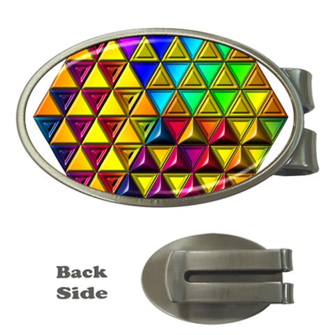 Cube Diced Tile Background Image Money Clips (Oval)  from ArtsNow.com Front