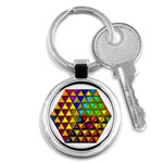 Cube Diced Tile Background Image Key Chain (Round)