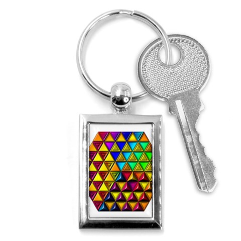 Cube Diced Tile Background Image Key Chain (Rectangle) from ArtsNow.com Front