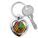 Cube Diced Tile Background Image Key Chain (Heart)