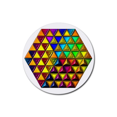Cube Diced Tile Background Image Rubber Coaster (Round) from ArtsNow.com Front