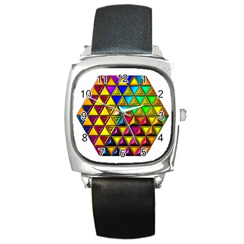 Cube Diced Tile Background Image Square Metal Watch from ArtsNow.com Front