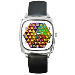 Cube Diced Tile Background Image Square Metal Watch