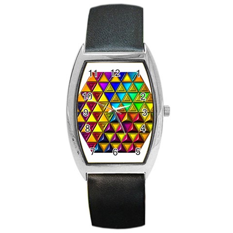 Cube Diced Tile Background Image Barrel Style Metal Watch from ArtsNow.com Front