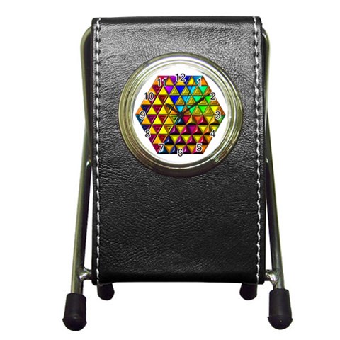 Cube Diced Tile Background Image Pen Holder Desk Clock from ArtsNow.com Front
