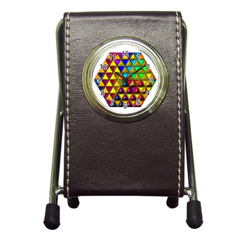 Cube Diced Tile Background Image Pen Holder Desk Clock from ArtsNow.com Front