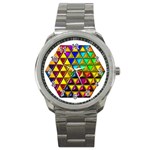 Cube Diced Tile Background Image Sport Metal Watch