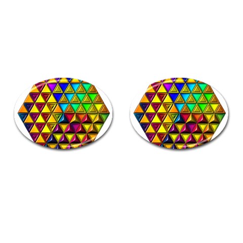 Cube Diced Tile Background Image Cufflinks (Oval) from ArtsNow.com Front(Pair)