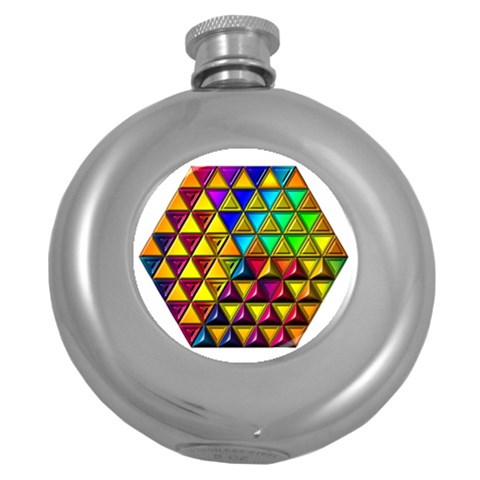 Cube Diced Tile Background Image Round Hip Flask (5 oz) from ArtsNow.com Front