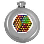 Cube Diced Tile Background Image Round Hip Flask (5 oz)
