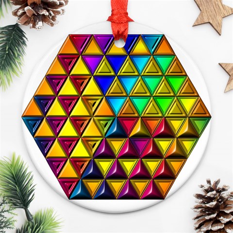 Cube Diced Tile Background Image Round Ornament (Two Sides) from ArtsNow.com Front