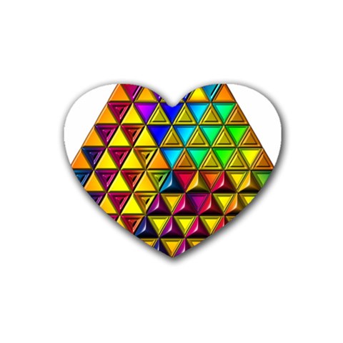 Cube Diced Tile Background Image Rubber Coaster (Heart) from ArtsNow.com Front