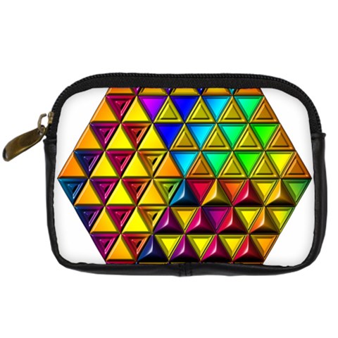Cube Diced Tile Background Image Digital Camera Leather Case from ArtsNow.com Front