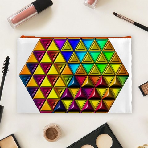 Cube Diced Tile Background Image Cosmetic Bag (Large) from ArtsNow.com Front