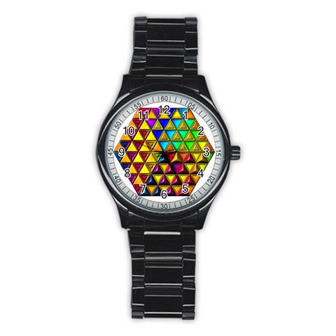 Cube Diced Tile Background Image Stainless Steel Round Watch from ArtsNow.com Front