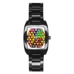 Cube Diced Tile Background Image Stainless Steel Barrel Watch