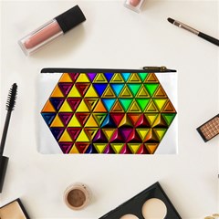 Cube Diced Tile Background Image Cosmetic Bag (XS) from ArtsNow.com Back