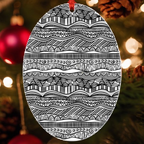 Ethno Seamless Pattern UV Print Acrylic Ornament Oval from ArtsNow.com Front