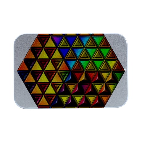 Cube Diced Tile Background Image Open Lid Metal Box (Silver)   from ArtsNow.com Front