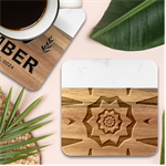 Ornament Kaleidoscope Marble Wood Coaster (Square)