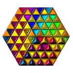 Cube Diced Tile Background Image Wooden Bottle Opener (Round)