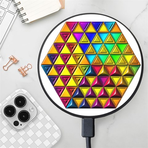 Cube Diced Tile Background Image Wireless Fast Charger(Black) from ArtsNow.com Front