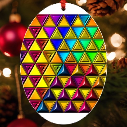 Cube Diced Tile Background Image UV Print Acrylic Ornament Oval from ArtsNow.com Front
