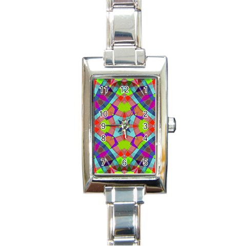 Farbenpracht Kaleidoscope Pattern Rectangle Italian Charm Watch from ArtsNow.com Front