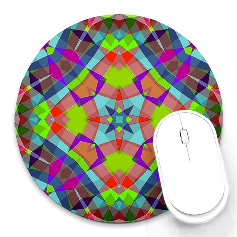 Farbenpracht Kaleidoscope Pattern Round Mousepad from ArtsNow.com Front