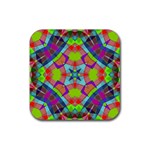 Farbenpracht Kaleidoscope Pattern Rubber Coaster (Square)