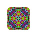 Farbenpracht Kaleidoscope Pattern Rubber Square Coaster (4 pack)