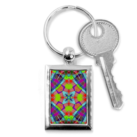 Farbenpracht Kaleidoscope Pattern Key Chain (Rectangle) from ArtsNow.com Front