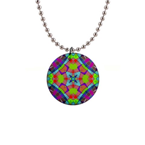 Farbenpracht Kaleidoscope Pattern 1  Button Necklace from ArtsNow.com Front