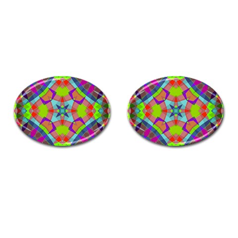 Farbenpracht Kaleidoscope Pattern Cufflinks (Oval) from ArtsNow.com Front(Pair)