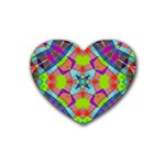 Farbenpracht Kaleidoscope Pattern Rubber Heart Coaster (4 pack)