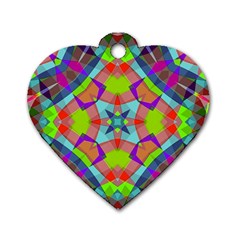 Farbenpracht Kaleidoscope Pattern Dog Tag Heart (Two Sides) from ArtsNow.com Back