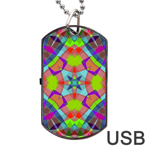 Farbenpracht Kaleidoscope Pattern Dog Tag USB Flash (One Side) from ArtsNow.com Front