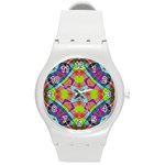 Farbenpracht Kaleidoscope Pattern Round Plastic Sport Watch (M)