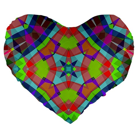 Farbenpracht Kaleidoscope Pattern Large 19  Premium Flano Heart Shape Cushions from ArtsNow.com Front