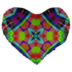 Farbenpracht Kaleidoscope Pattern Large 19  Premium Flano Heart Shape Cushions from ArtsNow.com Front