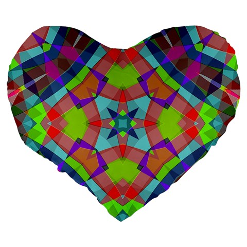 Farbenpracht Kaleidoscope Pattern Large 19  Premium Flano Heart Shape Cushions from ArtsNow.com Back
