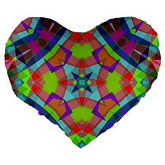 Farbenpracht Kaleidoscope Pattern Large 19  Premium Flano Heart Shape Cushions from ArtsNow.com Back