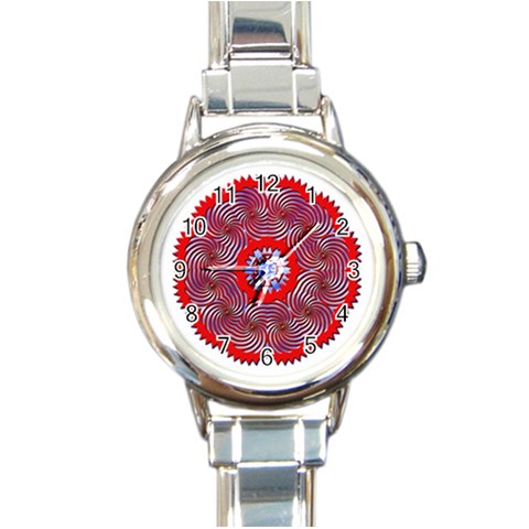 Tile Pattern Background Image Round Italian Charm Watch from ArtsNow.com Front