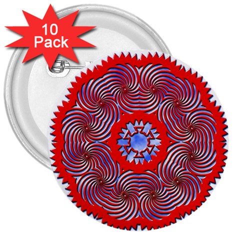 Tile Pattern Background Image 3  Buttons (10 pack)  from ArtsNow.com Front