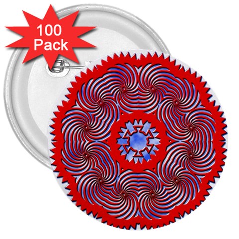 Tile Pattern Background Image 3  Buttons (100 pack)  from ArtsNow.com Front