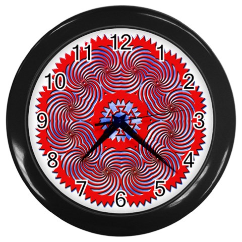 Tile Pattern Background Image Wall Clock (Black) from ArtsNow.com Front